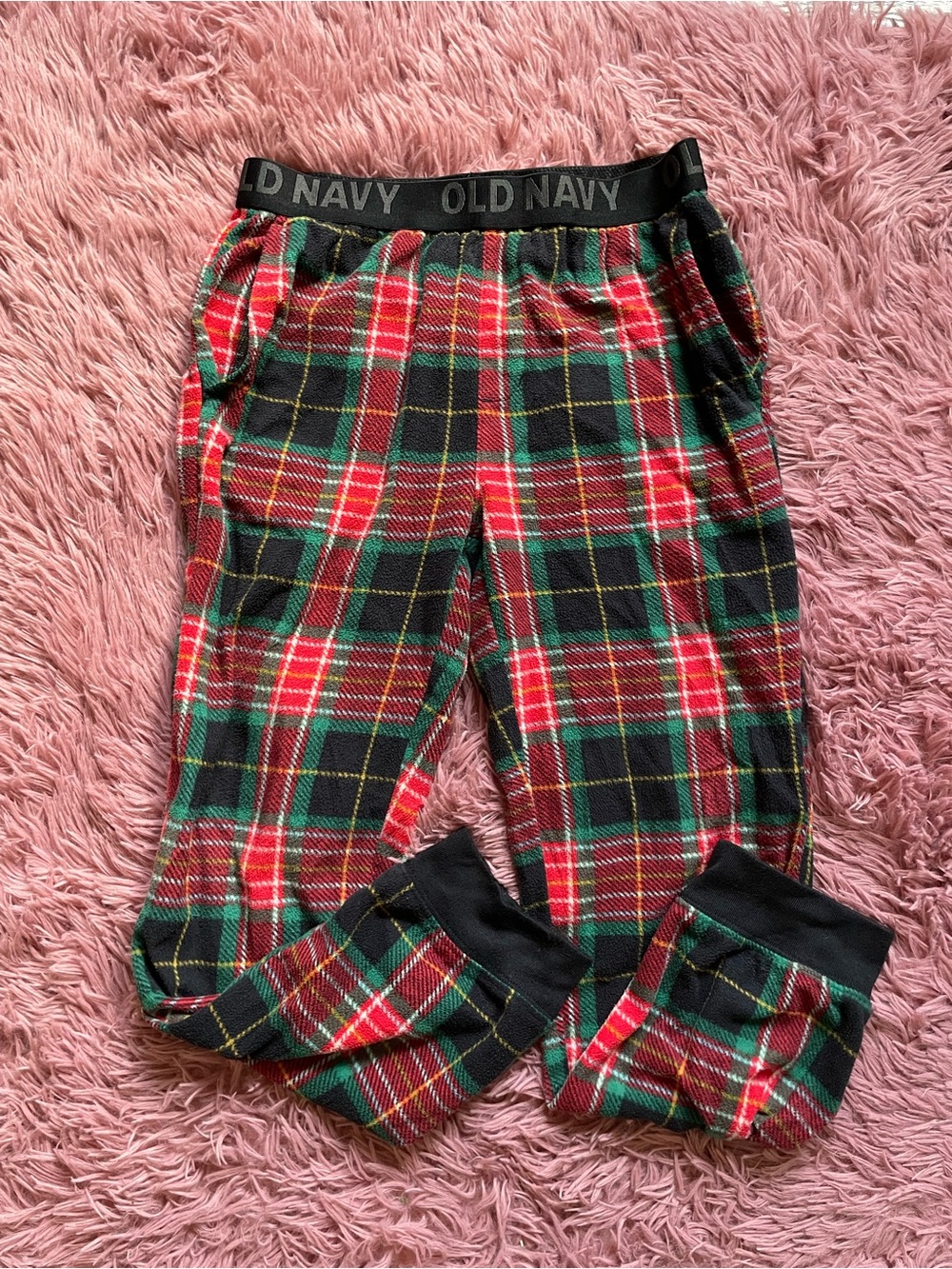 Old Navy Green & Red Plaid Kids Pajama Bottoms- L (10-12)